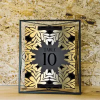 Elegant Ornate Classy Gold Leafy Frame On Black Table Number