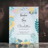 BUDGET Cute "Under The Sea" Seahorse Invitation