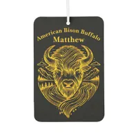 Stylized Gold Bison Illustration in Nature Setting Air Freshener