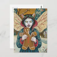 Christmas Vampire Kitty Gingerbread Man Cookie Postcard