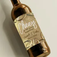 Golden Rings On Glitter 50th Wedding Anniversary Wine Label