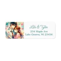 Cute Anime Themed Romantic Couple Label