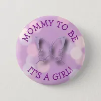 Purple Butterfly Mommy to be Baby Shower Button