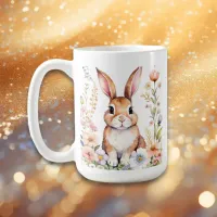 Vintage Watercolor Easter Bunny Personalized Coffee Mug