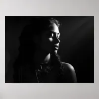 Silhouette of a woman's face B&W photo Poster