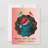 Minimalist Typewriter Merry Christmas one Photo Holiday Card