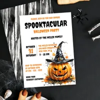 Spooktacular Jack-o’-Lantern wearing Witch’s Hat  Invitation