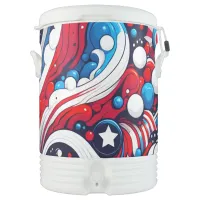 Red, White and Blue Abstract US Flag Patriotic  Beverage Cooler