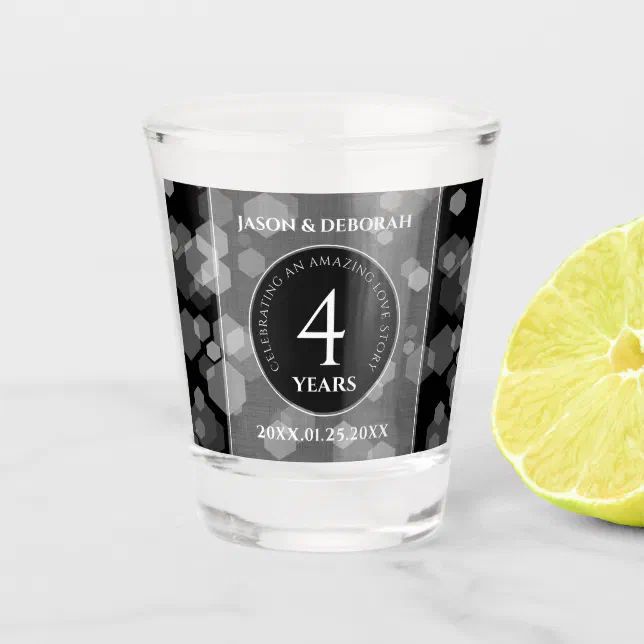 Elegant 4th Linen Wedding Anniversary Celebration Shot Glass