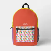 Rainbow Colorful Gumball Personalized Name Initial Printed Backpack