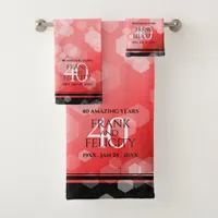 Elegant 40th Ruby Wedding Anniversary Bath Towel Set