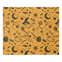 Black And Orange Cute Halloween Line Art Duvet Cover