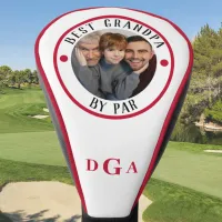 BEST GRANDPA BY PAR Photo Monogram Red Golf Head Cover