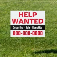 18" x 24" Help Wanted with Description Yard Sign