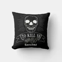 Funny Tequila Drinker Kill Ya Grunge Skull Slogan Throw Pillow