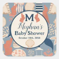 Baby on Board Nautical Baby Boy Shower  Square Sticker