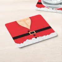 Sexy Santa Hairy Chest Square Paper Coaster