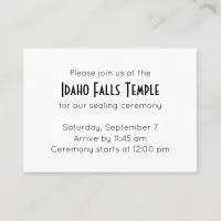 Simple Elegance Temple Sealing Ceremony Invitation