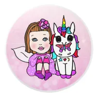 Pink and Purple Fairy and Unicorn Ceramic Knob