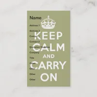 Keep Calm Light Green Business Card