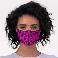 Vintage Fleur-De-Lis Lily Flower Pink Blue Premium Face Mask