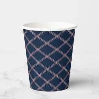 Navy Blue and Blush Pink Art Deco Elegance Paper Cups