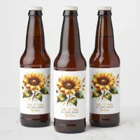 Country Sunflower Wedding Beer Bottle Label