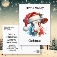 Have a Merry Christmas | Funny Cow in Santa Hat Postcard