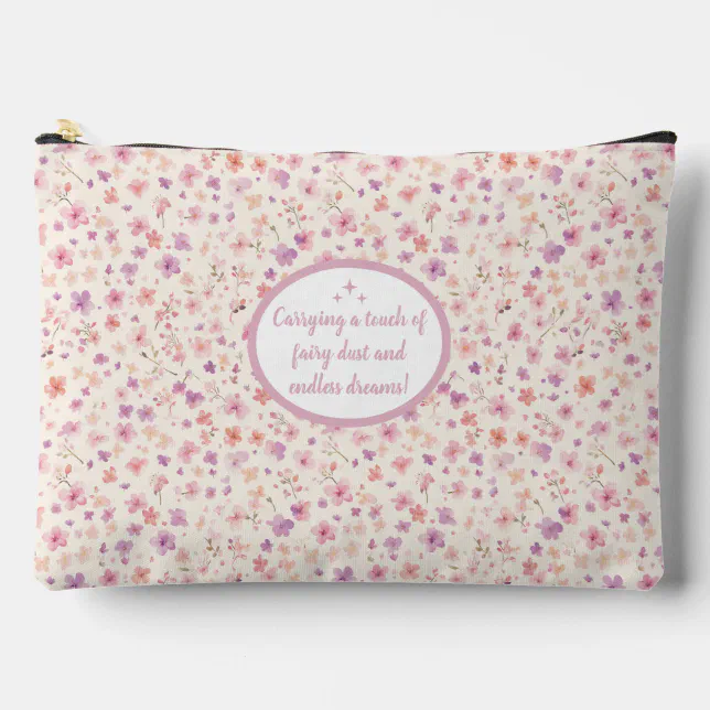 Cute Pink And Purple Floral Pattern Pouch