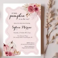 Little Pumpkin On The Way Cute Pink Baby Shower Invitation