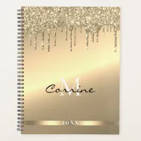 Monogram 14k Gold Dripping Glitter Metallic Daily Planner