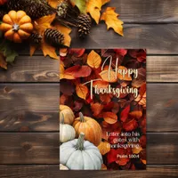 Crispy Leaves Bible Psalm 100:4 Happy Thanksgiving Card