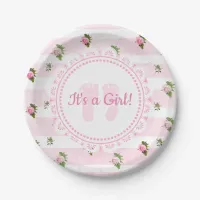It's a Girl Pink & White Lacey Baby Shower Plates