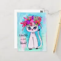 Colorful Cat Fun Spring Flower Cute Inspirational Postcard