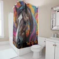 Cosmic Psychedelic Horse: Surreal Journey  Shower Curtain