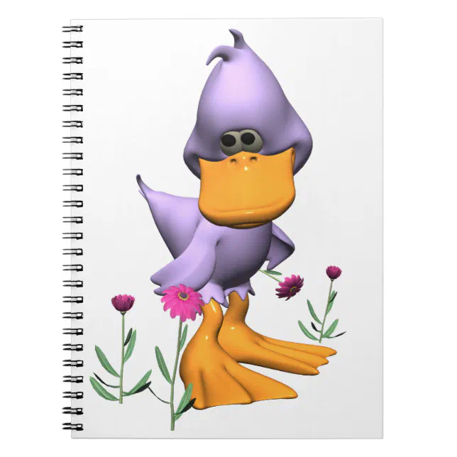 Cute and Shy Purple Cartoon Duck Notebook