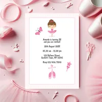 Pink Ballerina Dance Kids Birthday Party Photo Invitation