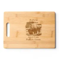 Buffalo Standing in Front of American Flag Cutting Board