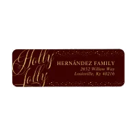 Holly Jolly Modern Red Gold Christmas Address Labe Label