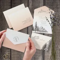 Mountain Landscape Wedding Blush ID787 All In One Invitation