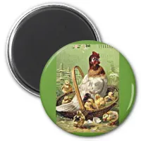 Vintage Easter Hen and Chicks in Basket Magnet