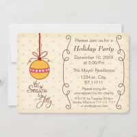 cute ornament bauble, Holiday party Invitation