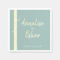 Simple Eggshell Blue Birch Wedding Table Napkins