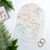 Soft Blush Roses Wedding Transparent Arch ID828 Acrylic Invitations