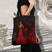 Woman in Red Dress Tote Bag