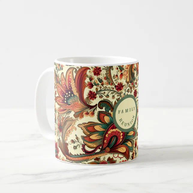Medieval Inspired Floral Paisley Pattern Coffee Mug
