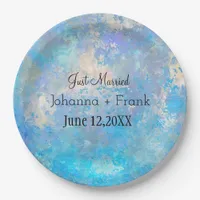 Just Married Blue Paper Plates