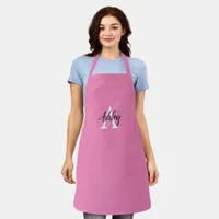 Monogram Script Stylish Pink Apron