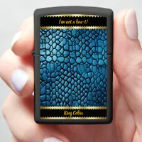 Blue snakeskin pattern in soft light zippo lighter