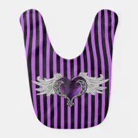 Goth Purple Heart with Angel Wings Bib